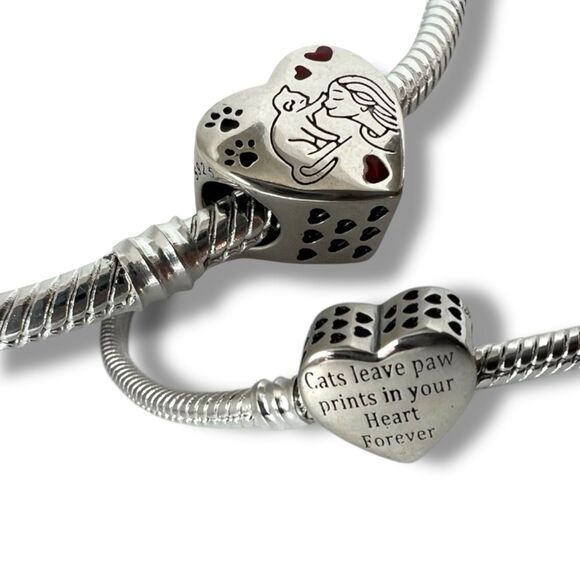 Pandora Jewelry - Cats Leave Paw Prints in Your Heart Forever S925 Pandora Compatible Charm